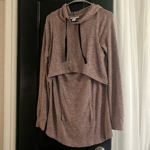 Motherhood Maternity Women's Lift Up Nursing Hoodie, Size Small (4-6), Burgundy